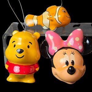 Disney Ornament Lot Minnie Mouse Winnie The Pooh Nemo Set Of 3 Plastic 3.5–4"